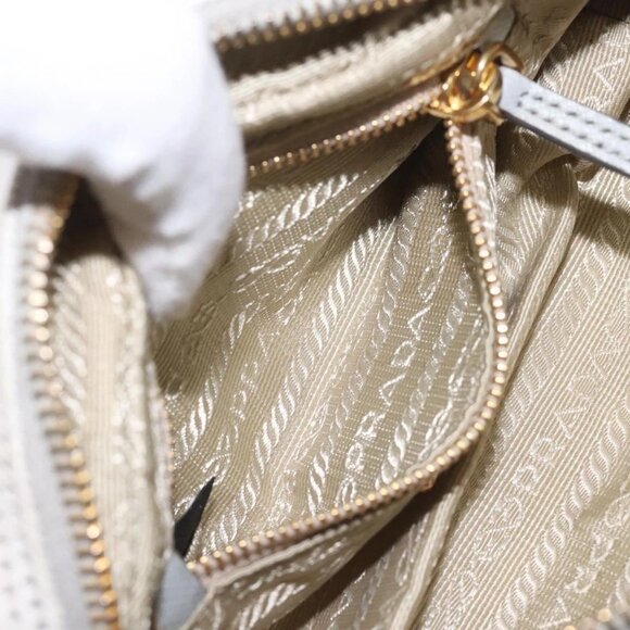 PRADA Pouch Canvas Gray Gold Auth ac3649 - Picture 11 of 16